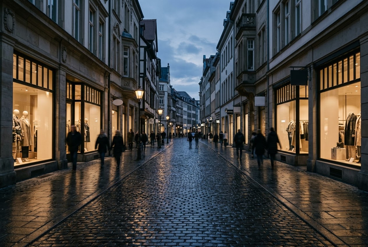 Einkaufsstraße am Abend